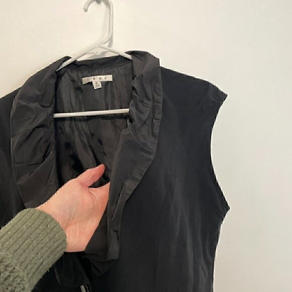 CABI Tuxedo Dinner Vest 917 Black Sleeveless Mixed Media Single Button Jacket 6 - Picture 6 of 13